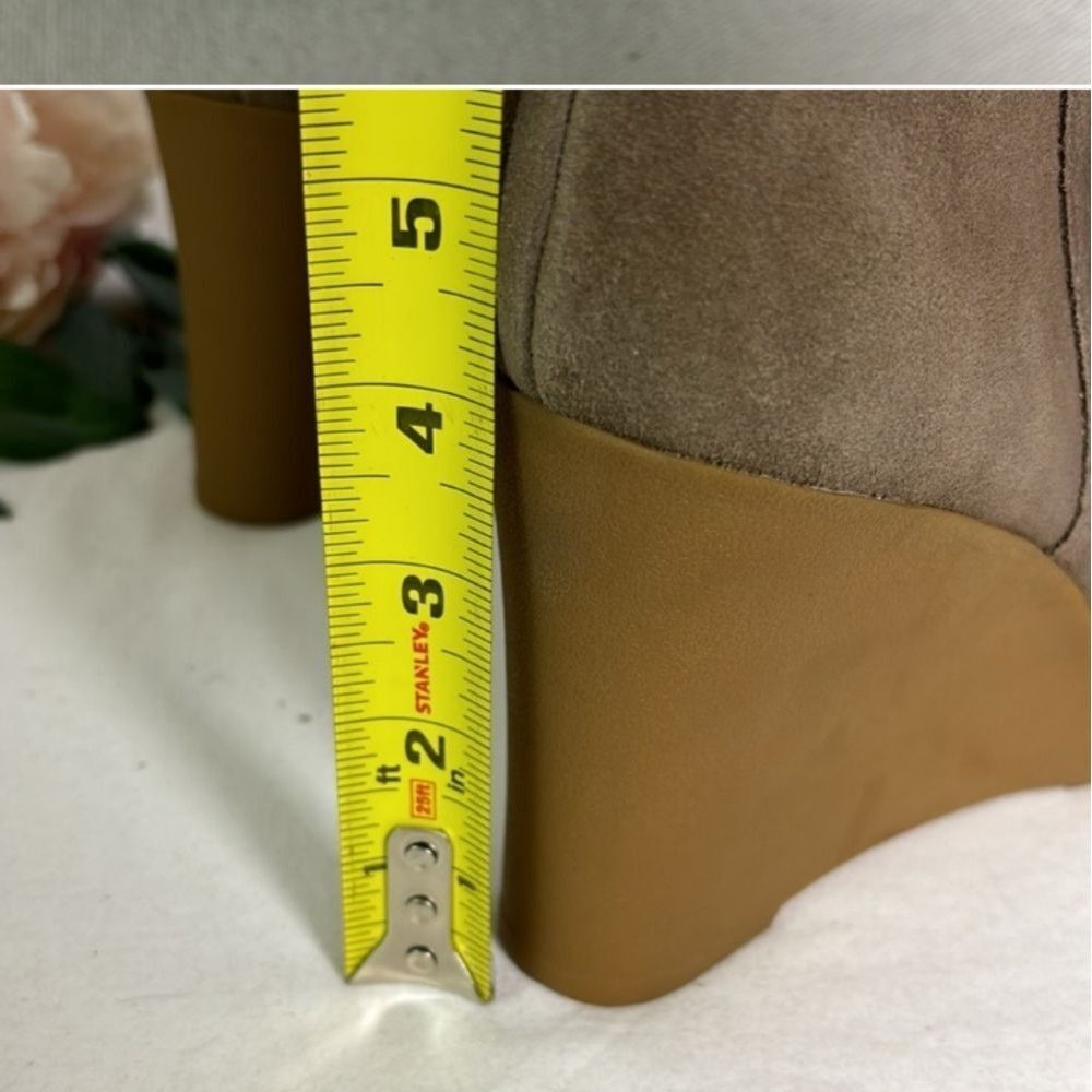 Lauren Ralph Lauren Steph Taupe Side Zip Shearling Cuff Suede Wedge Boot… - Picture 3 of 6